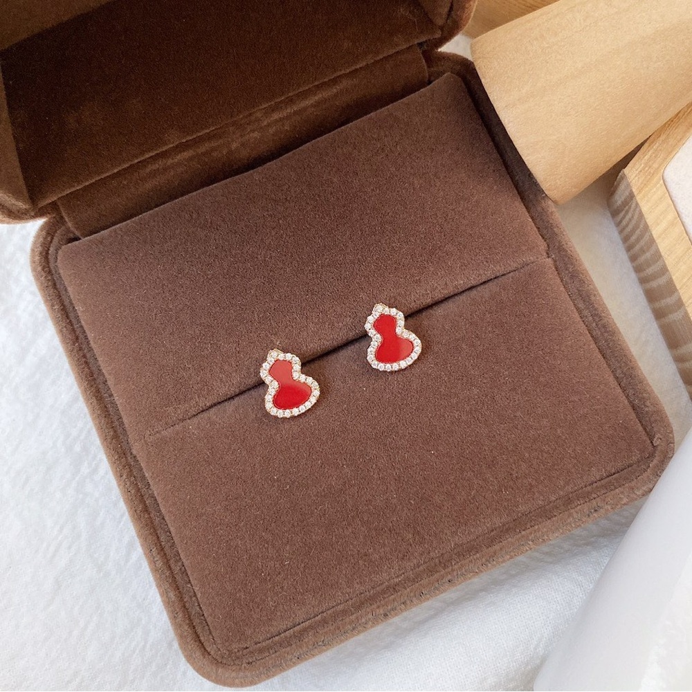 Elegant Red and Gold Earrings
